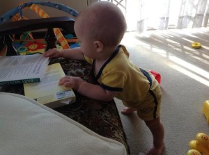 Standing in pursuit of Mommy's books