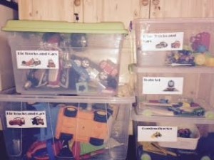 boxes of boy's toys with labels