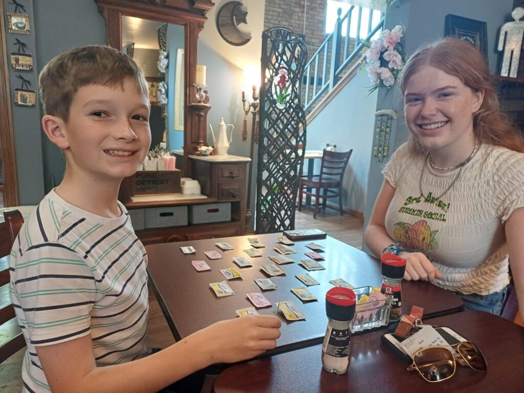 Making a checkers game out of sugar packets