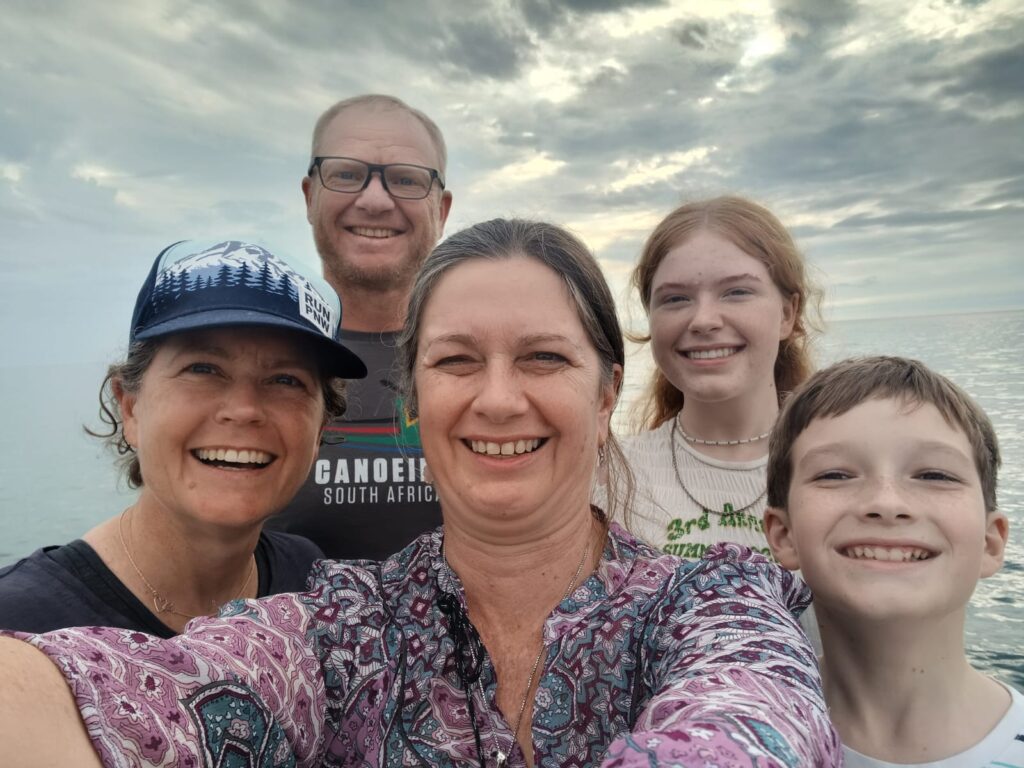 family at the lake