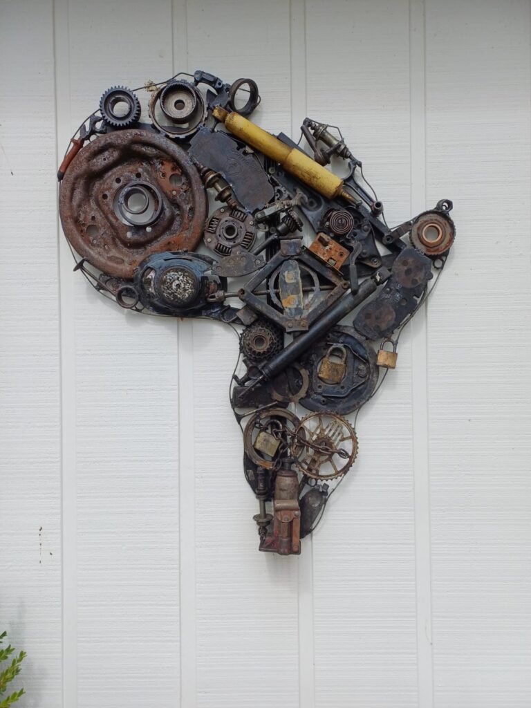 map of Africa made out of metal